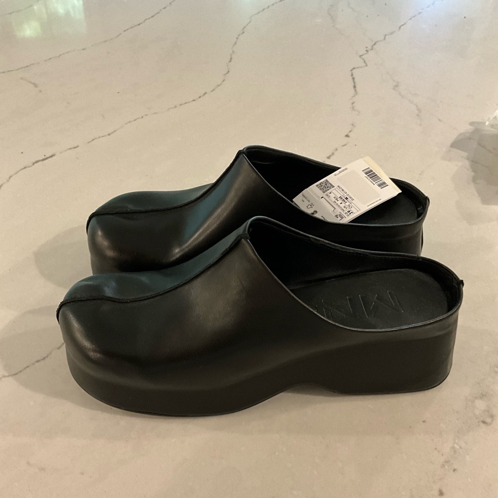 MNG size 9 black vegan leather clogs